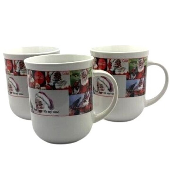 Vtg Coca-Cola Sakura Mug Set Of 3 Cups Santa Christmas Holiday Collectible 1990s - Picture 3 of 13